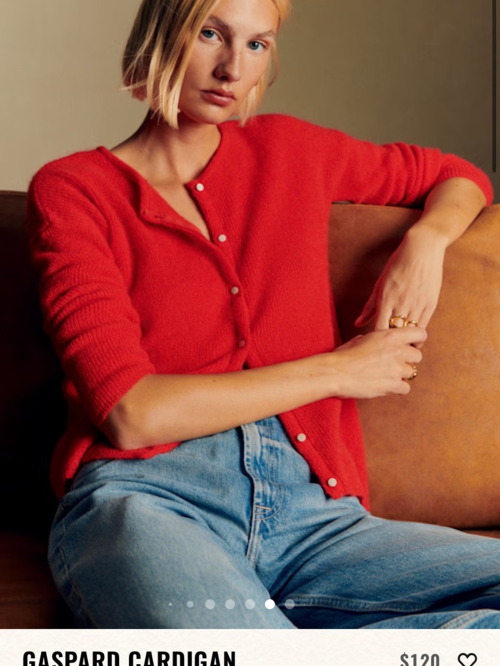 SEZANE Gaspard Red Button-Up Women's Cardigan Sweater - XXS